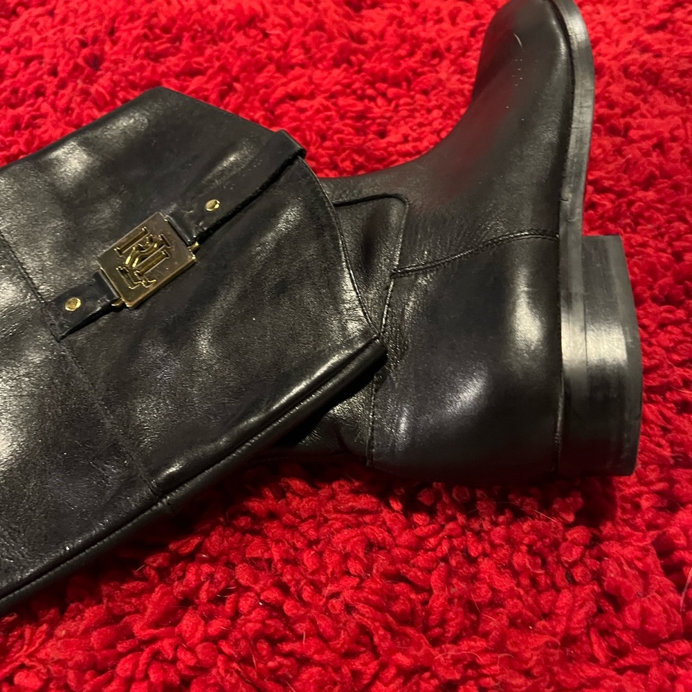 RLL Ralph Lauren black leather riding boots. Size 8 - Picture 6 of 7